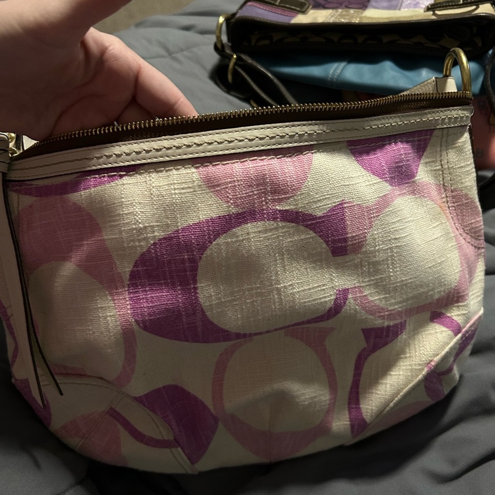 Coach Purple and Cream Cosmetic Bag